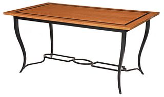 Figured Mahogany and Black Painted Iron Table