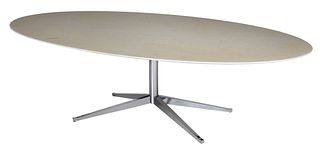 Florence Knoll White Marble and Chromed Dining Table