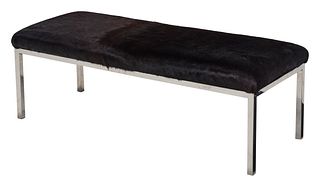 Knoll Attributed Cowhide and Chromed Bench
