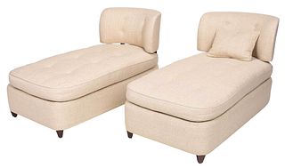 Pair David Easton Custom Upholstered Chaises