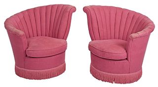 Pair of Clamshell Club Chairs Attributed to Studio BOCA