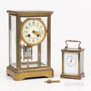 Two French Brass and Glass Clocks