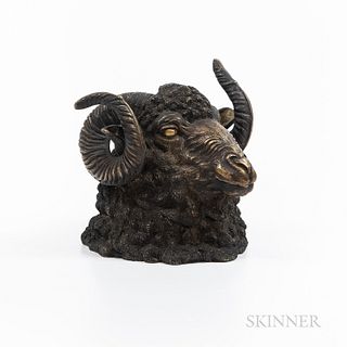 Bronze Ram-head Inkwell
