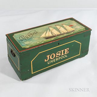 Green-painted "Josie/Liverpool" Storage Box