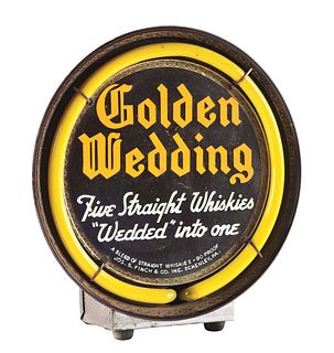 SMALL SIZE NEON SIGN FOR GOLDEN WEDDING WHISKEY.