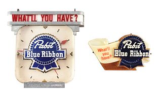 LOT OF 2: PABST BLUE RIBBON LIGHT-UP SIGNS.