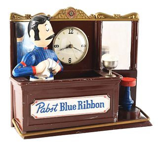 PABST BLUE RIBBON FIGURAL LIGHTED CLOCK DISPLAY.