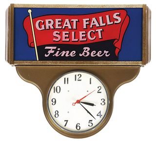 GREAT FALLS SELECT BEER LIGHTED CLOCK.