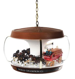 EXCELLENT BUDWEISER CLYDESDALE TEAM CAROUSEL PENDANT LAMP.