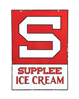DOUBLE-SIDED PORCELAIN SUPPLEE ICE CREAM SIGN.