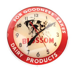 LIGHT-UP BUBBLE CLOCK ADVERTISING BLOSSOM DAIRY PRODUCTS.