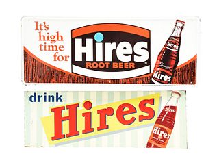 LOT OF 2: HIRES ROOT BEER EMBOSSED TIN SIGNS.