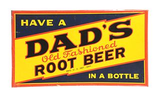 EMBOSSED TIN DAD'S ROOT BEER SIGN.
