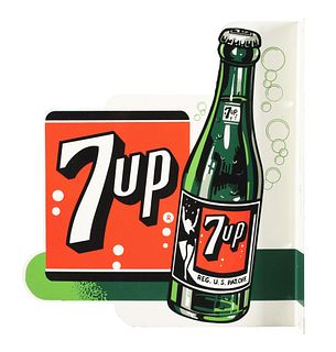 PAINTED TIN 7UP FLANGE SIGN.