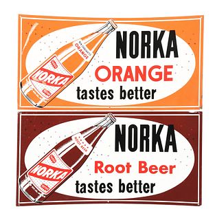 LOT OF 2: NORKA SODA POP SIGNS.