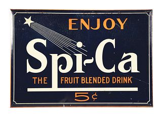 TIN SPI-CA 5¢ SODA POP SIGN.