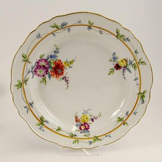Antique Meissen hand painted porcelain shallow dish.