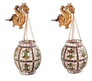 ABSOLUTELY PHENOMENAL PAIR OF APOTHECARY SHOW GLOBE LIGHTS.