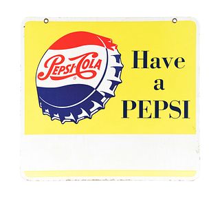 DOUBLE-SIDED PORCELAIN PEPSI-COLA SIGN.