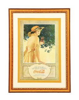 FRAMED AND MATTED COCA-COLA PAPER LITHOGRAPH.