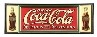 1920'S COCA-COLA CARDBOARD ADVERTISEMENT WITH TIN FRAME.