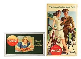 LOT OF 2: COCA-COLA CARDBOARD LITHOGRAPHS.