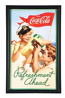 1952 COCA-COLA CARDBOARD ADVERTISEMENT.