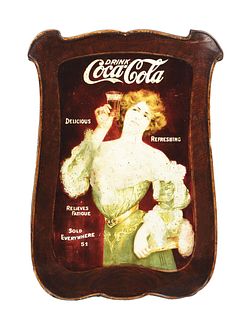 EMBOSSED TIN COCA-COLA LITHOGRAPH.