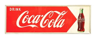 DRINK COCA COLA TIN SIGN W/ BOTTLE GRAPHIC. 