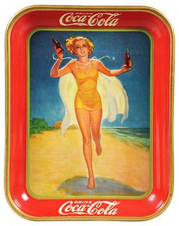 1937 COCA-COLA “RUNNING GIRL” SERVING TRAY.