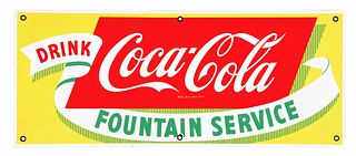 1950’S COCA-COLA PORCELAIN FOUNTAIN SERVICE SIGN.