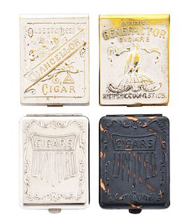 LOT OF 4: CIGAR-RELATED MATCH SAFES.