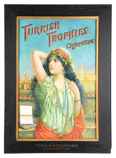 FRAMED TURKISH TROPHIES CIGARETTES AD.