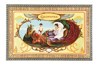 FRAMED CLEOPATRA CIGARS CARDBOARD LITHOGRAPH ADVERTISEMENT.