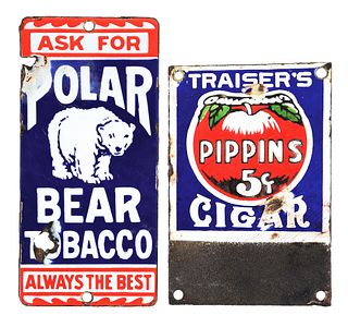 LOT OF 2: PORCELAIN TOBACCO SIGNS.