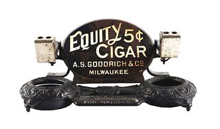 CAST IRON DOUBLE-CIGAR CUTTER FOR EQUITY 5¢ CIGARS.