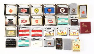 LOT OF ASSORTED ADVERTISING CIGARETTE LIGHTERS.