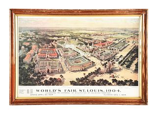 FRAMED PAPER LITHOGRAPH FOR THE WORLD'S FAIR, ST. LOUIS, 1904.