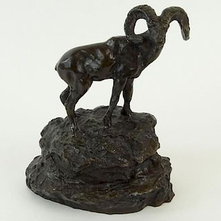 After: Charles Marion Russell (AMERICAN, 1864-1926) "Sentinel" Big Horn Sheep Bronze Sculpture.