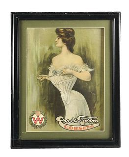 PAPER LITHOGRAPH CORSET ADVERTISEMENT FROM THE ERECT FORM CORSET CO.