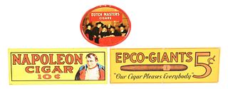 LOT OF 3: MISCELLANEOUS CIGAR SIGNS.