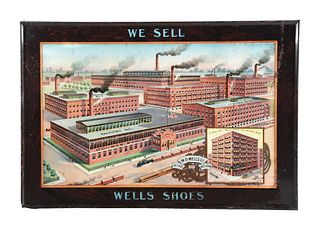 SELF FRAMED TIN LITHO FROM WELLS SHOES.