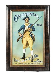 SELF FRAMED TIN LITHOGRAPH CONTINENTAL INSURACE OC. OF NEW YORK SIGN.