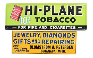 LOT 0F 2: GENERAL ADVERTISING EMBOSSED TIN SIGNS.
