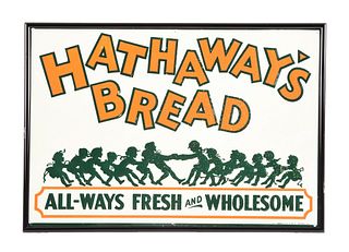 HATHAWAY'S BREAD EMBOSSED TIN SIGN.