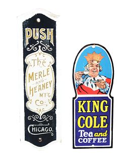 LOT OF 2: MISCELLANEOUS COFFEE SIGNS.