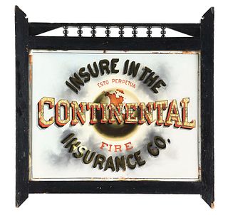 CONTINENTAL INSURANCE CO. FRAMED GLASS SIGN.