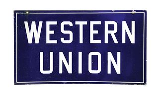 DOUBLE-SIDED PORCELAIN WESTERN UNION SIGN.