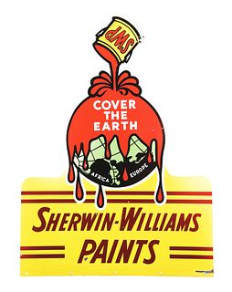 DIE-CUT DOUBLE-SIDED PORCELAIN SHERWIN-WILLIAMS PAINT SIGN.