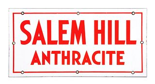 SINGLE-SIDED PORCELAIN SALEM HILL ANTHRACITE SIGN.